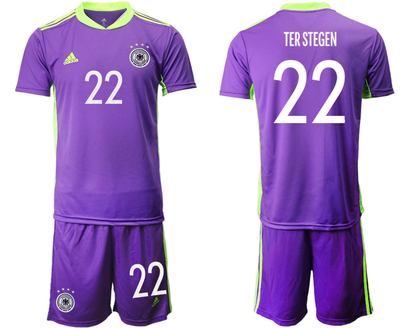 Men 2021 European Cup Germany purple goalkeeper #22 Soccer Jerseys